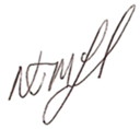 A close-up of a signature

Description automatically generated