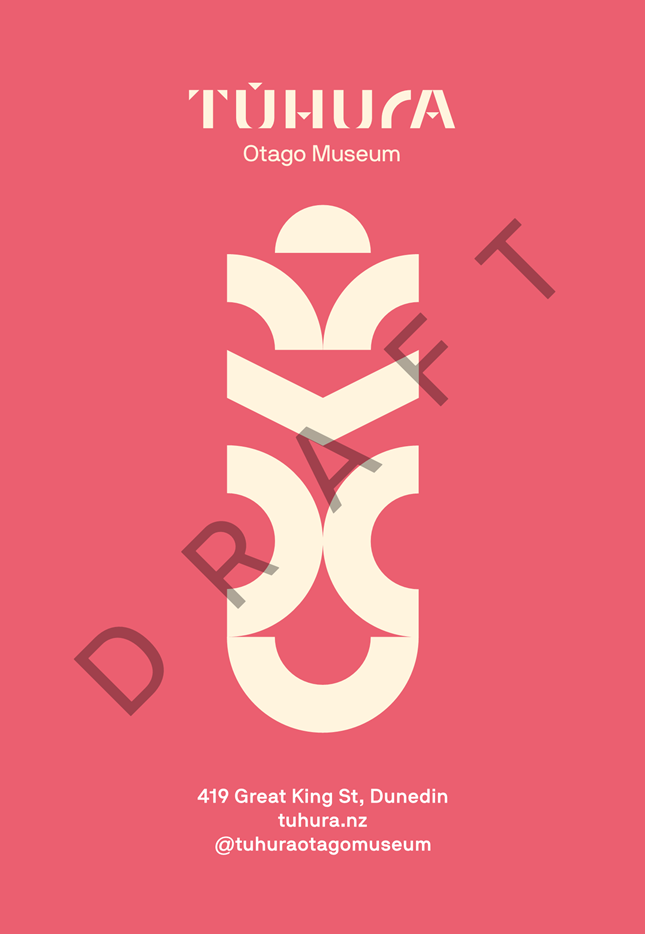 A pink poster with white text

Description automatically generated