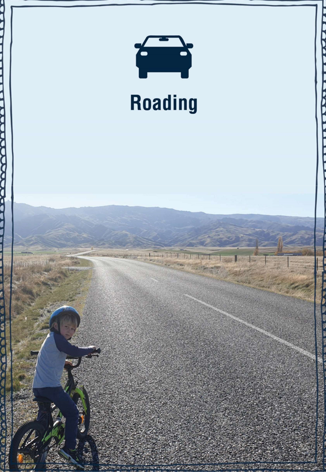 A child riding a bike on a road

Description automatically generated