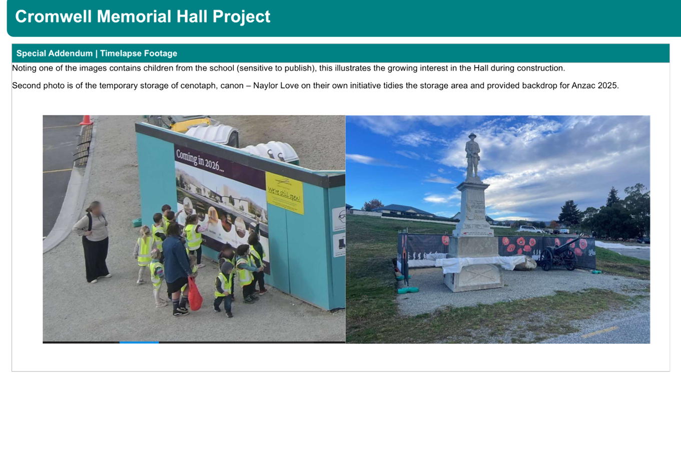 A collage of people walking in front of a memorial hall project

AI-generated content may be incorrect.